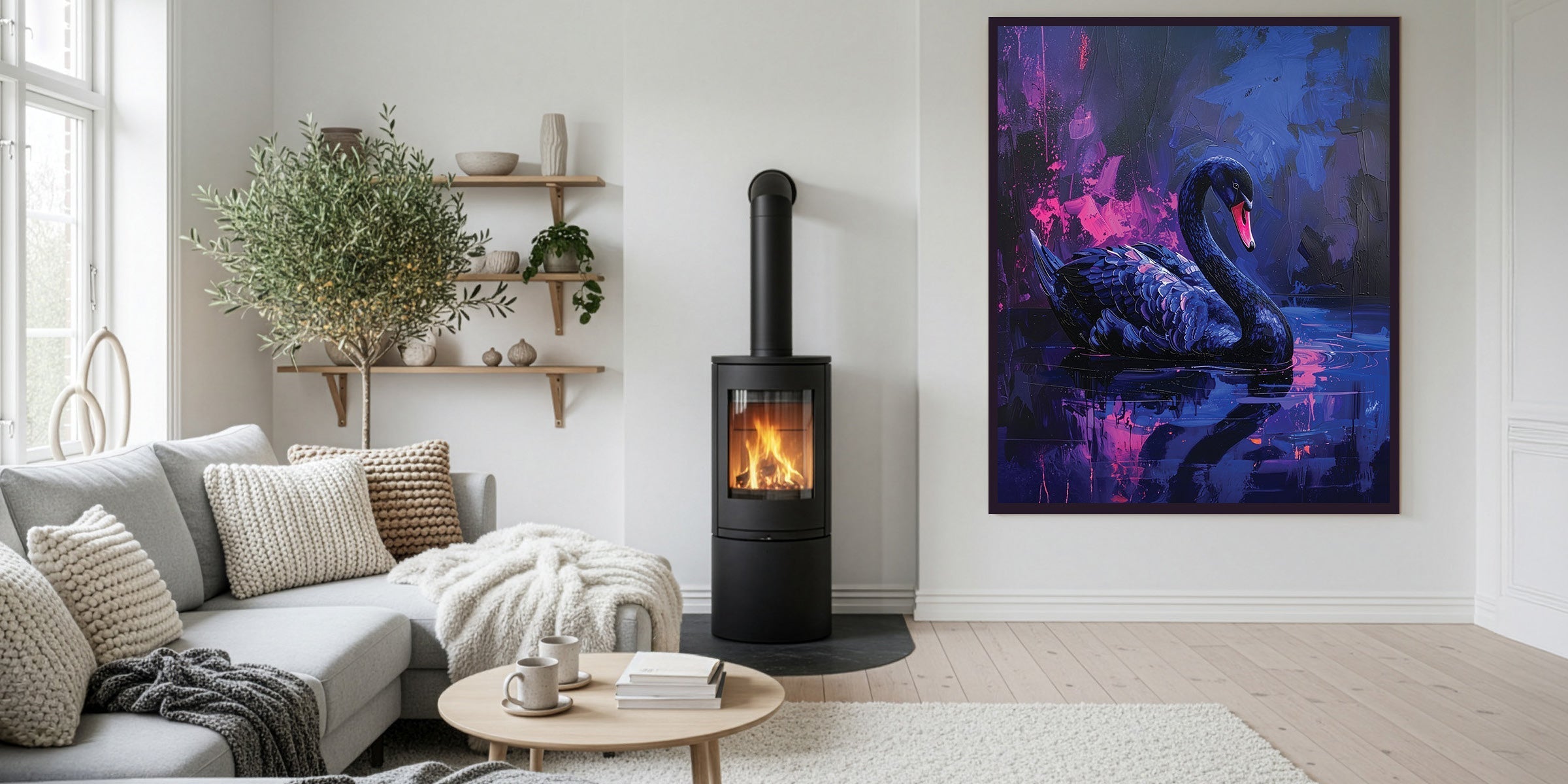 Anastasia... Swan Wall Art: The Bold Framed Canvas Piece Your Home Has Been Missing
