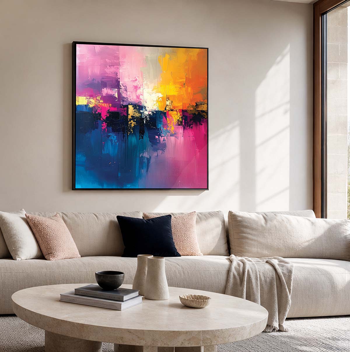 Framed Pink Abstract Canvas Print