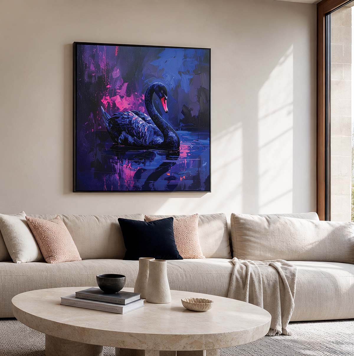 Framed Swan Canvas Print 'Anastasia'