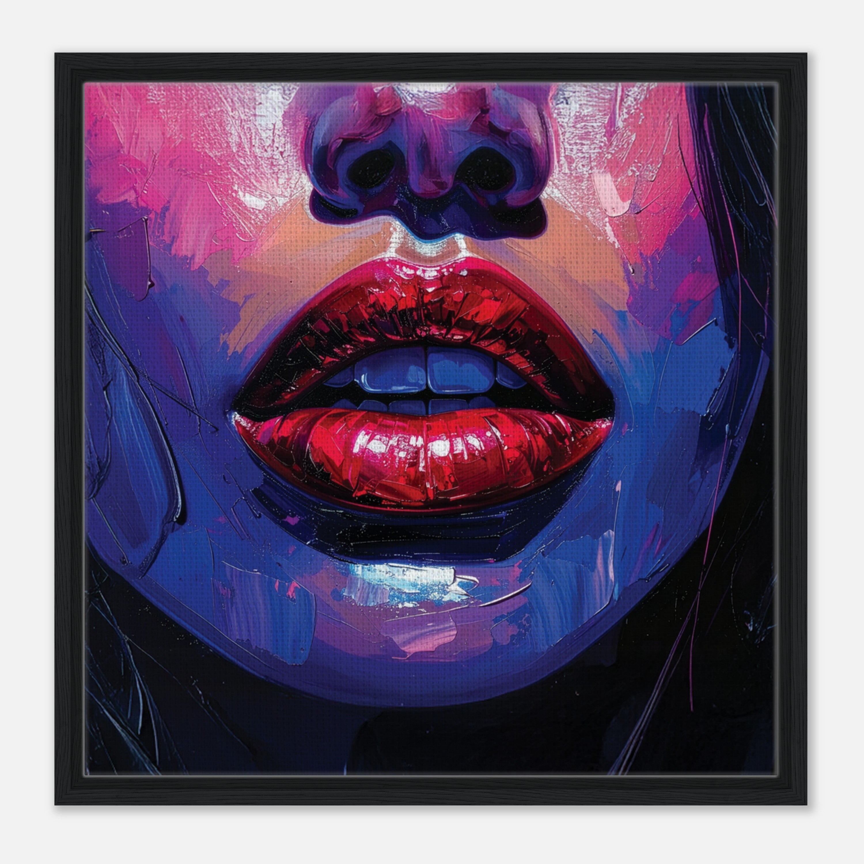 Framed Red Lips Canvas Print