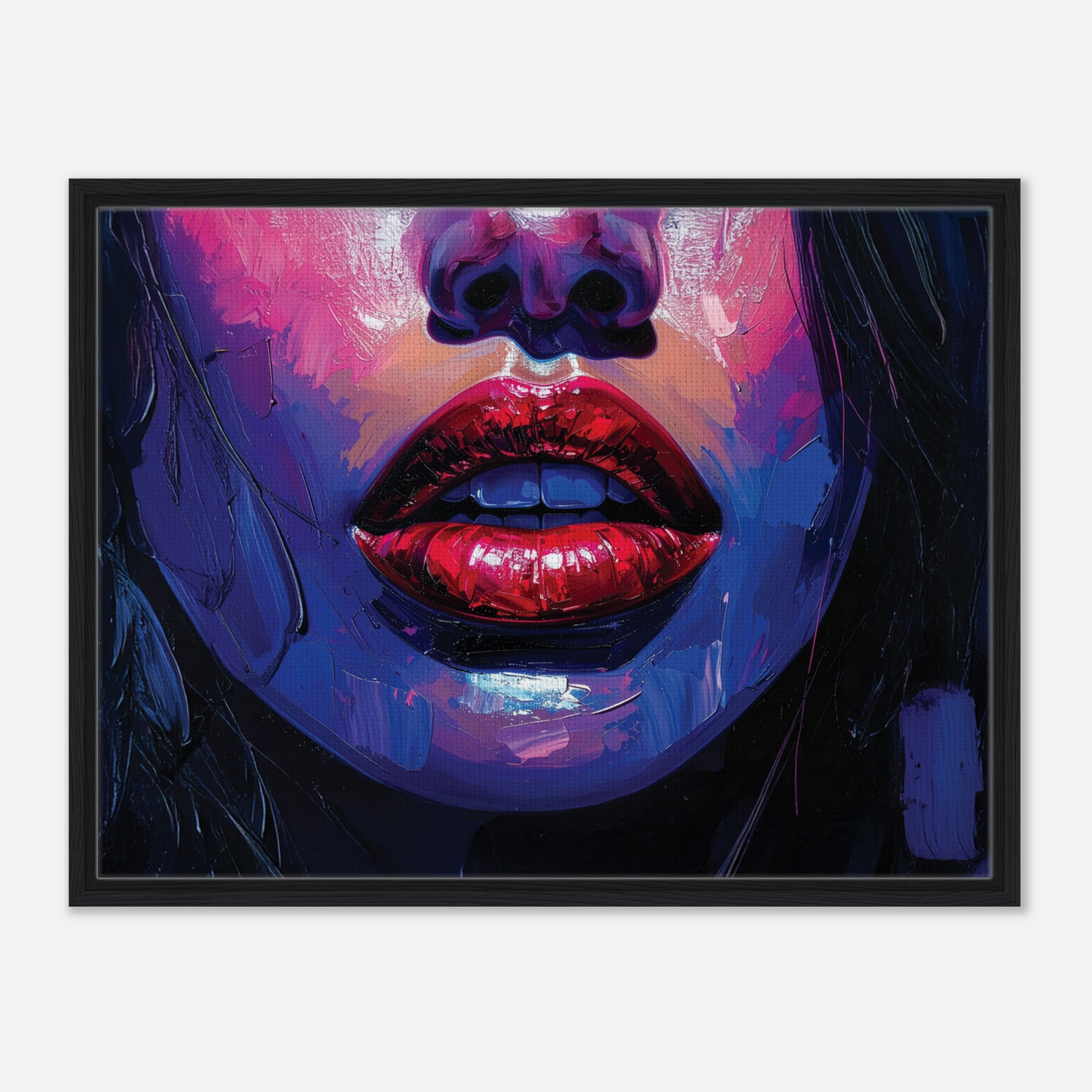 Framed Red Lips Canvas Print