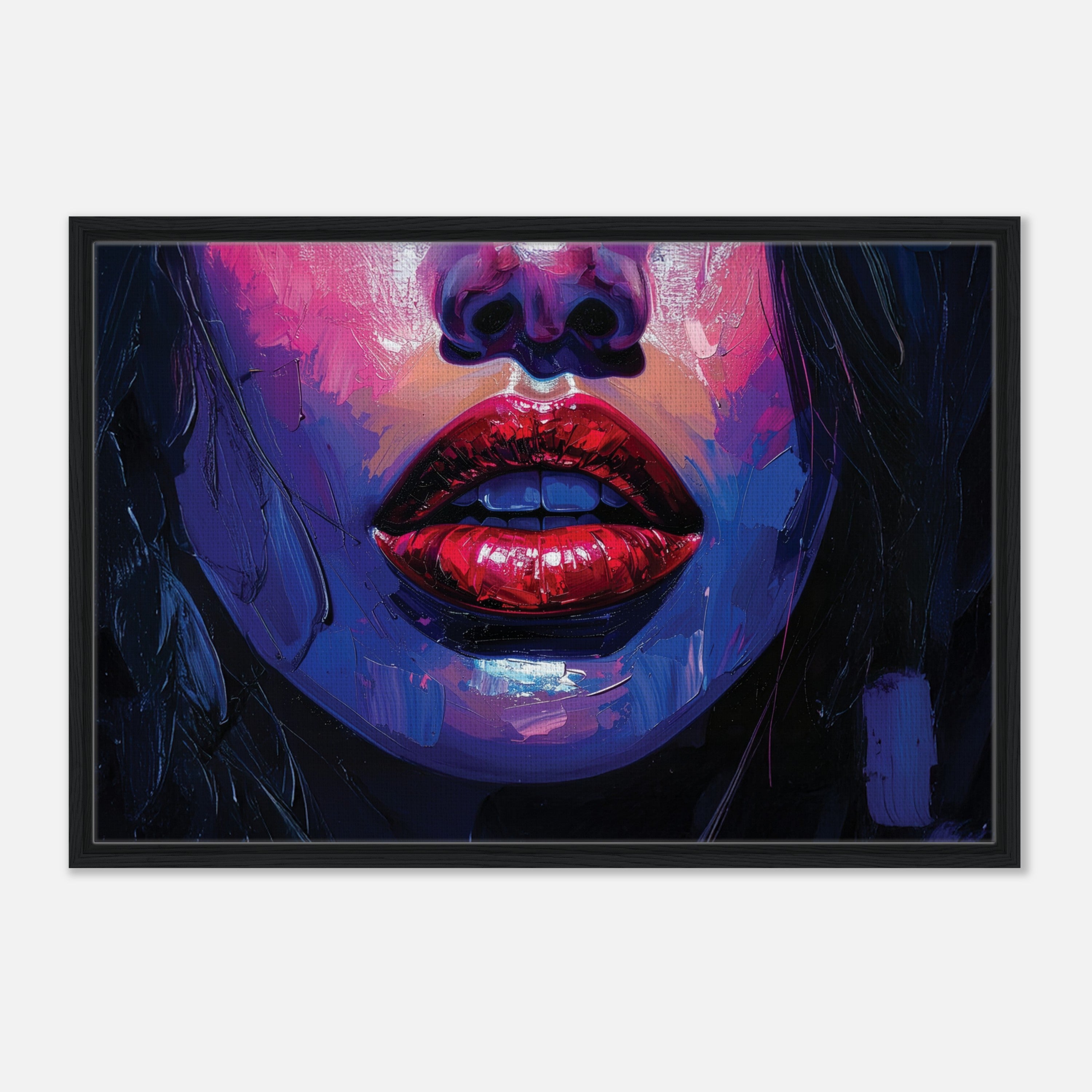 Framed Red Lips Canvas Print