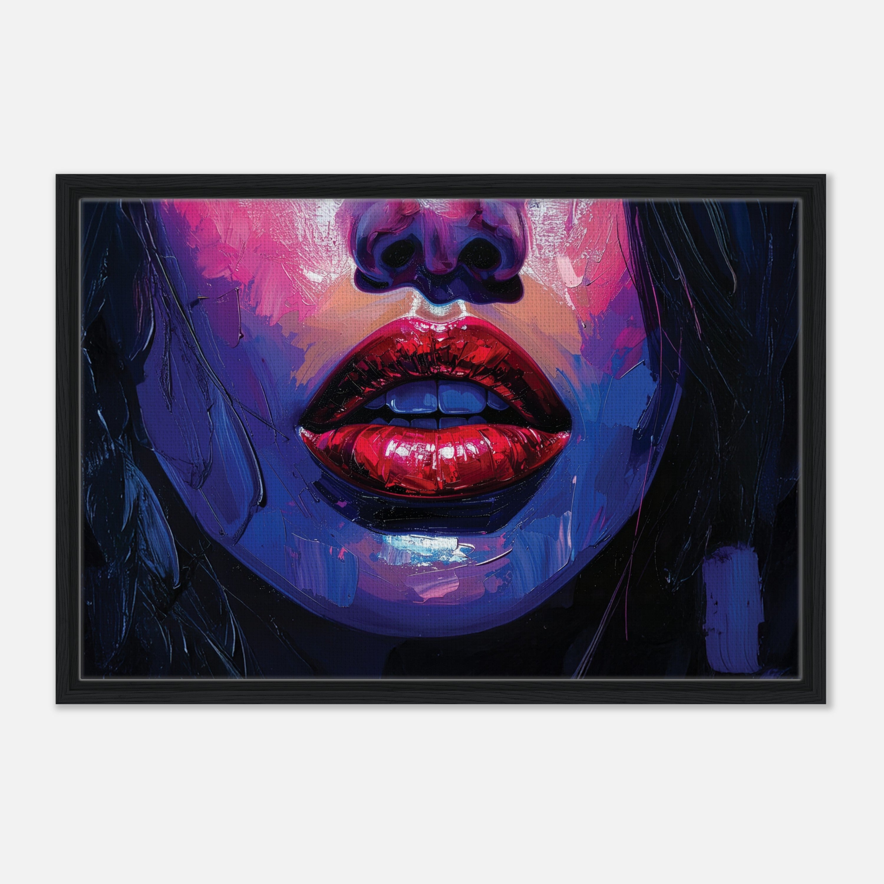 Framed Red Lips Canvas Print