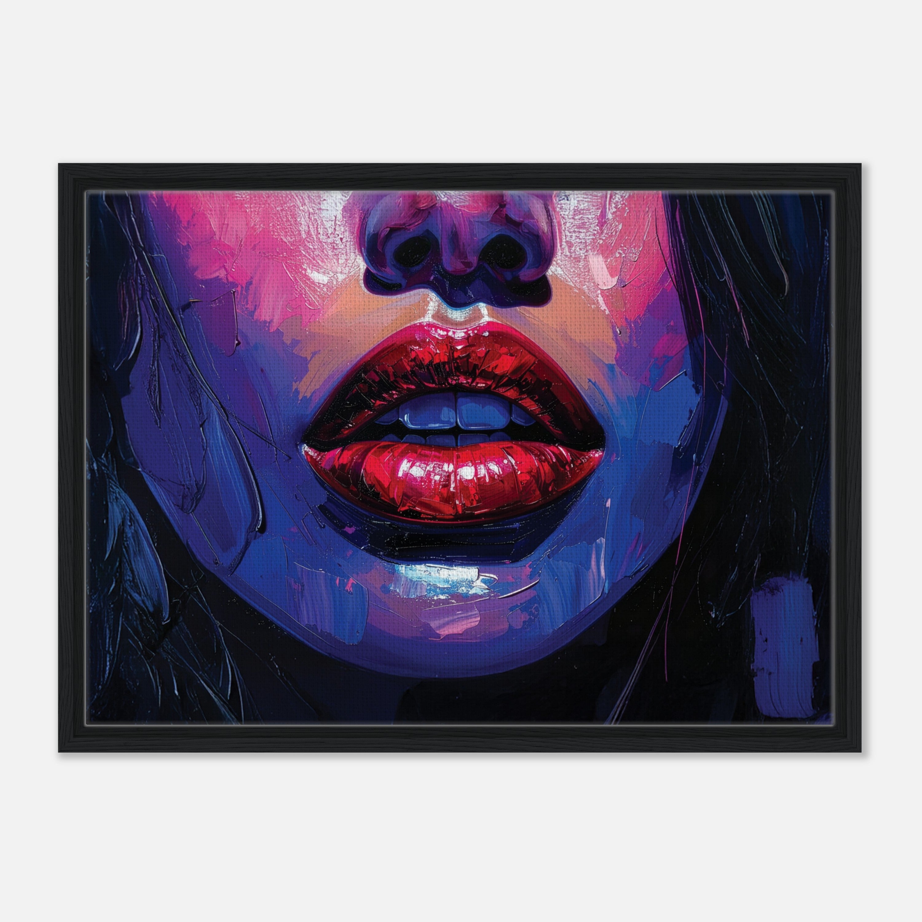 Framed Red Lips Canvas Print