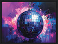 Discoball with colorful abstract background framed canvas print
