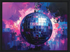 Discoball with colorful abstract background framed canvas print