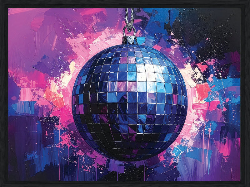 Discoball with colorful abstract background framed canvas print