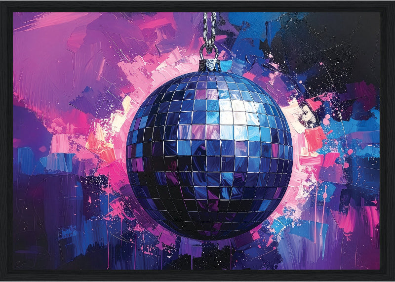 Discoball with colorful abstract background framed canvas print