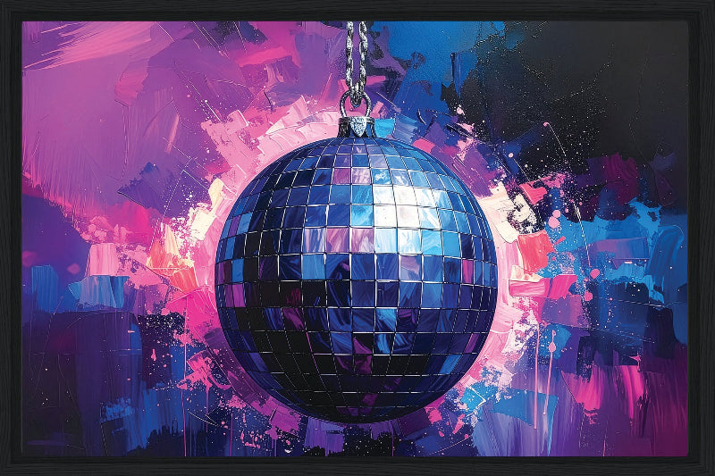 Discoball with colorful abstract background framed canvas print