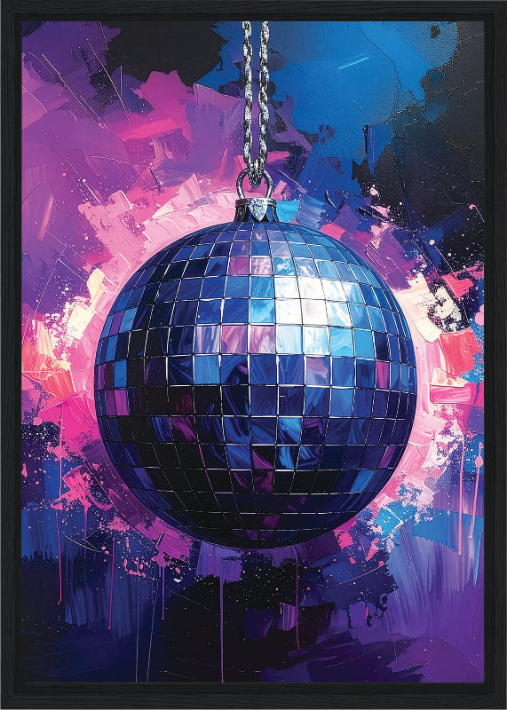 Discoball with colorful abstract background framed canvas print