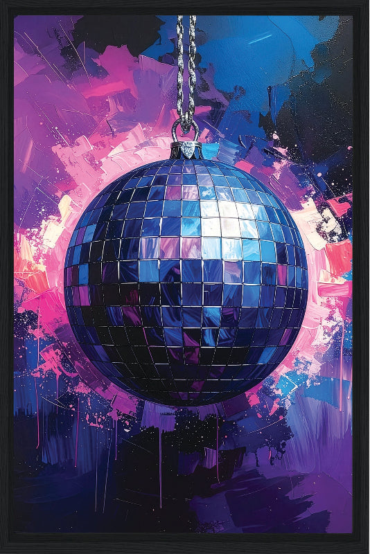 Discoball with colorful abstract background framed canvas print