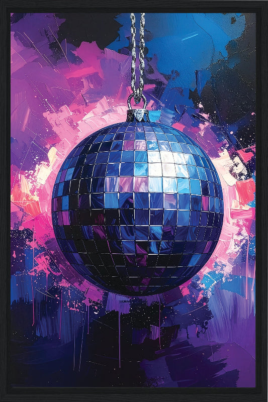 Discoball with colorful abstract background framed canvas print