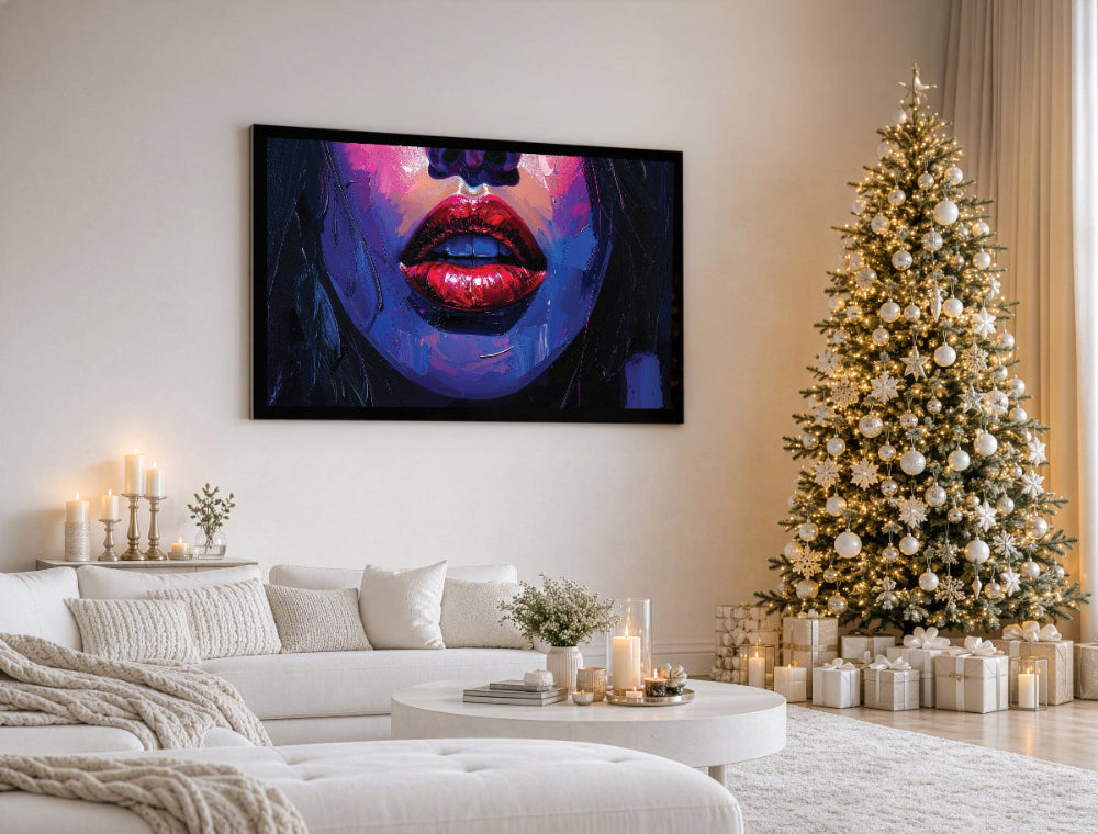Red Lips Framed Canvas Print Wall Art Christmas Gift