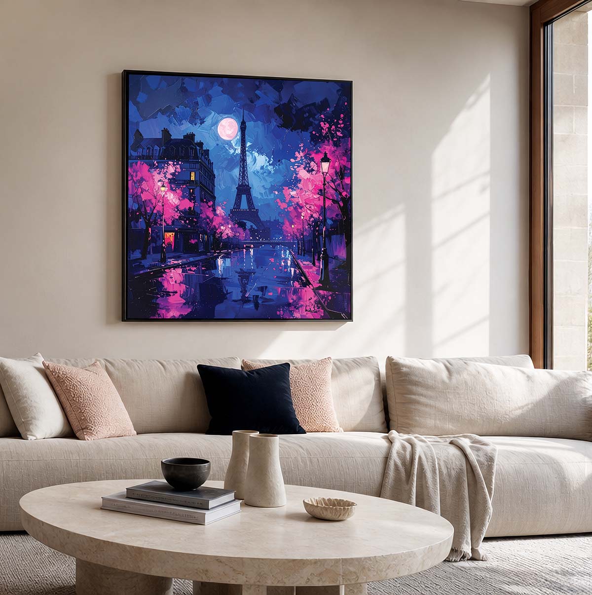 Framed Paris Moon Canvas Print - 'The quiet turning point'