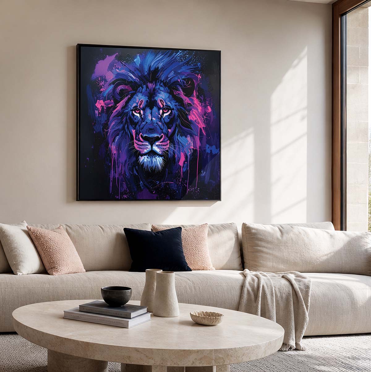 Framed Lion Canvas Print - Soren