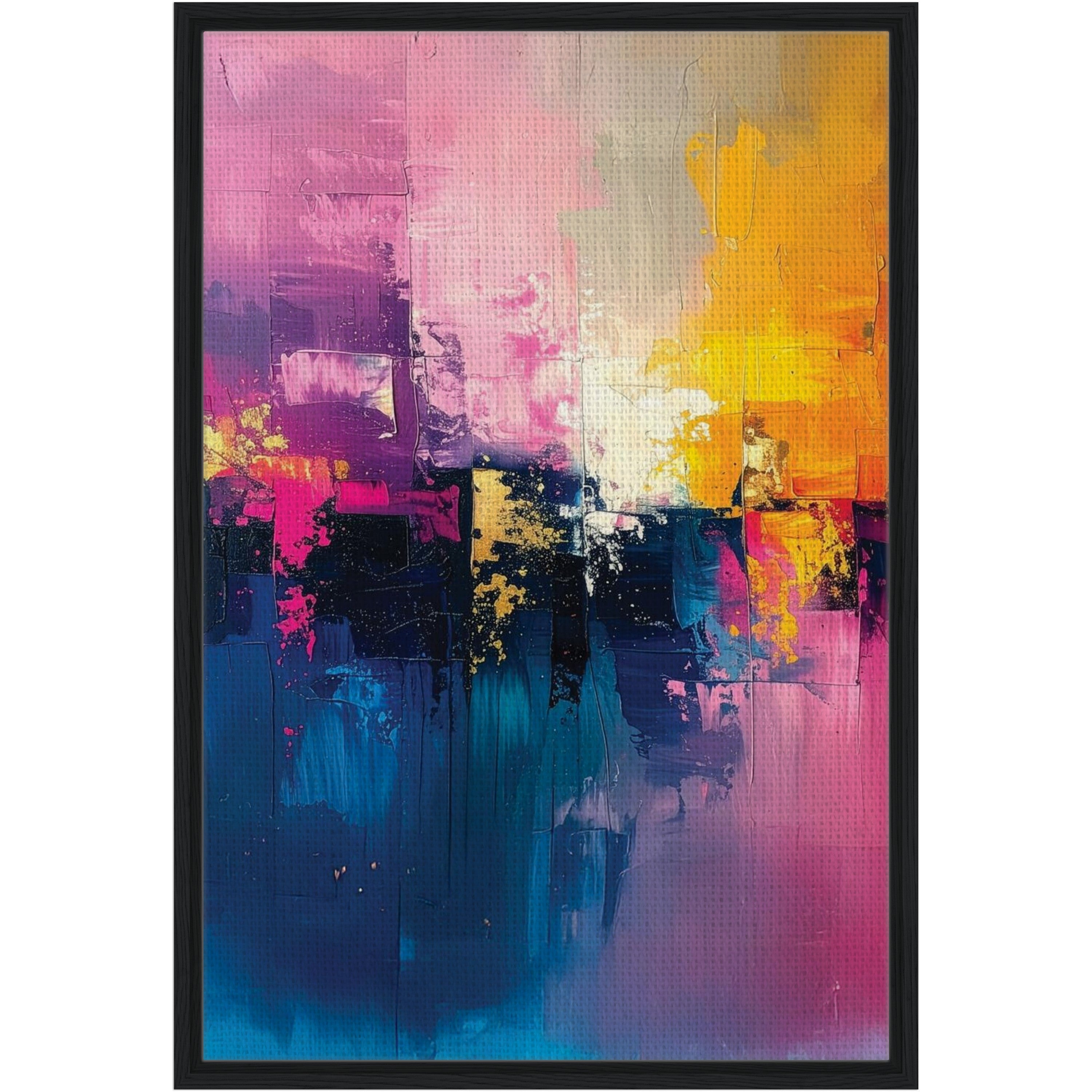Abstract painting with vibrant colors on a white background