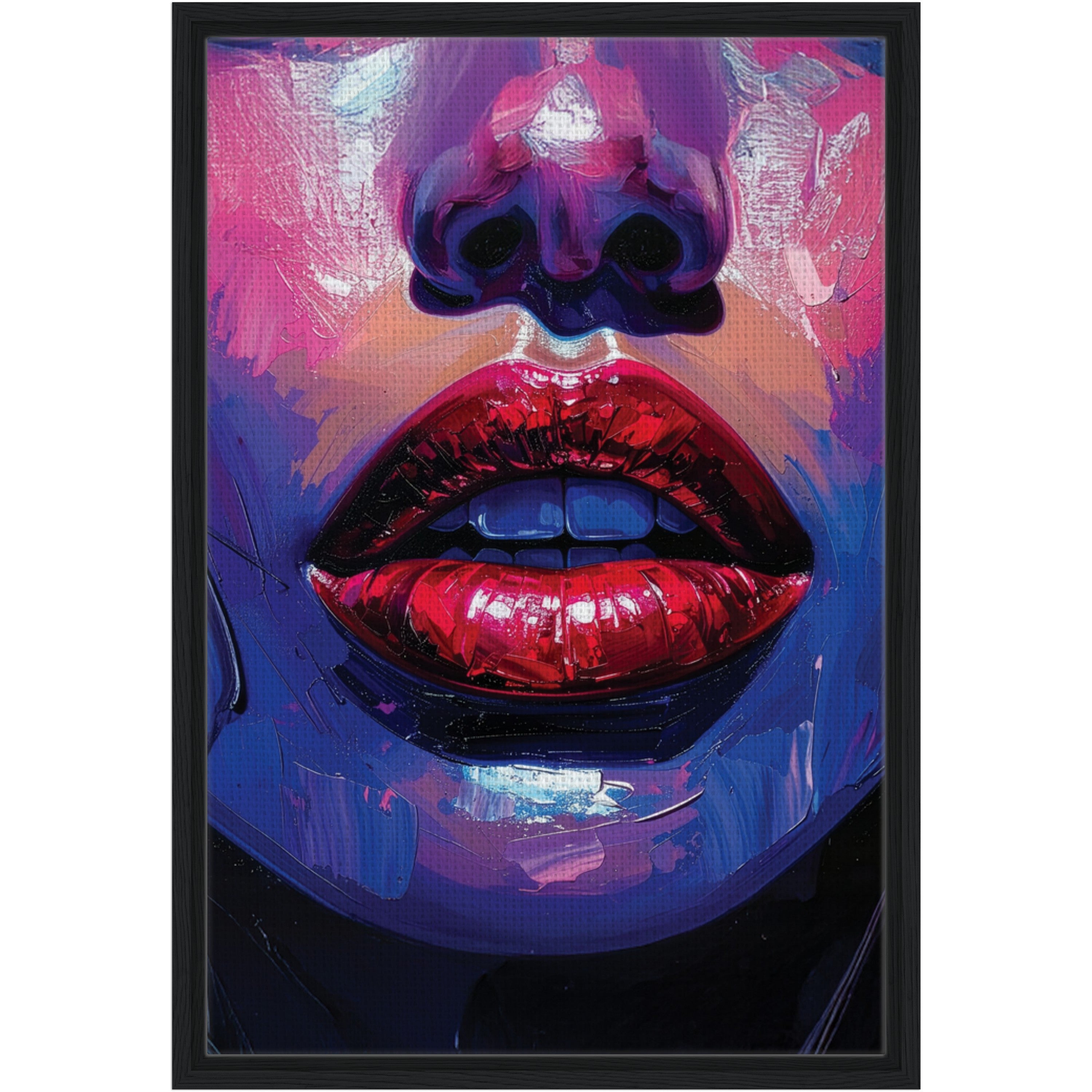 Bold lips painting framed canvas wall art UK
