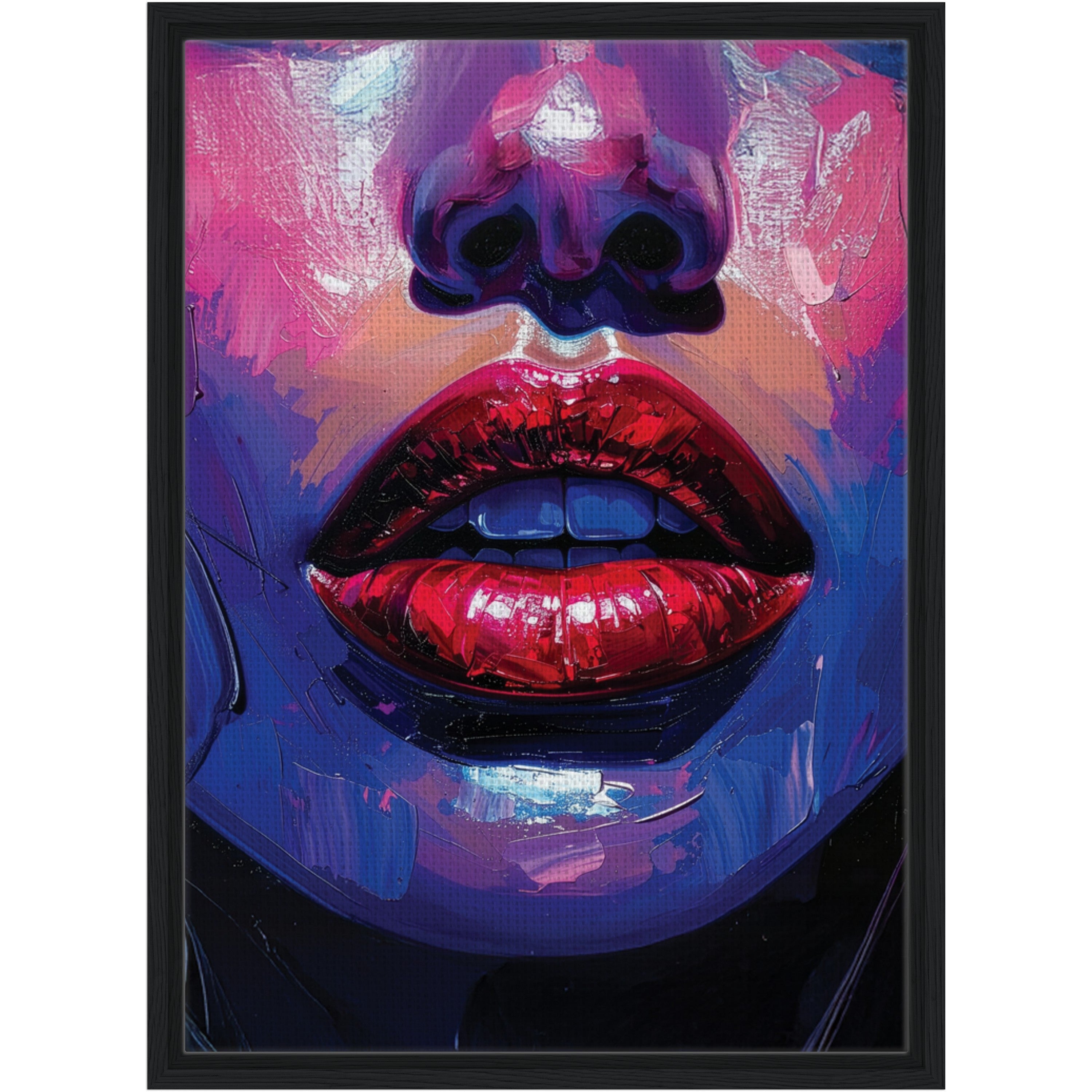 Statement wall art painting of lips framed wall art UK
