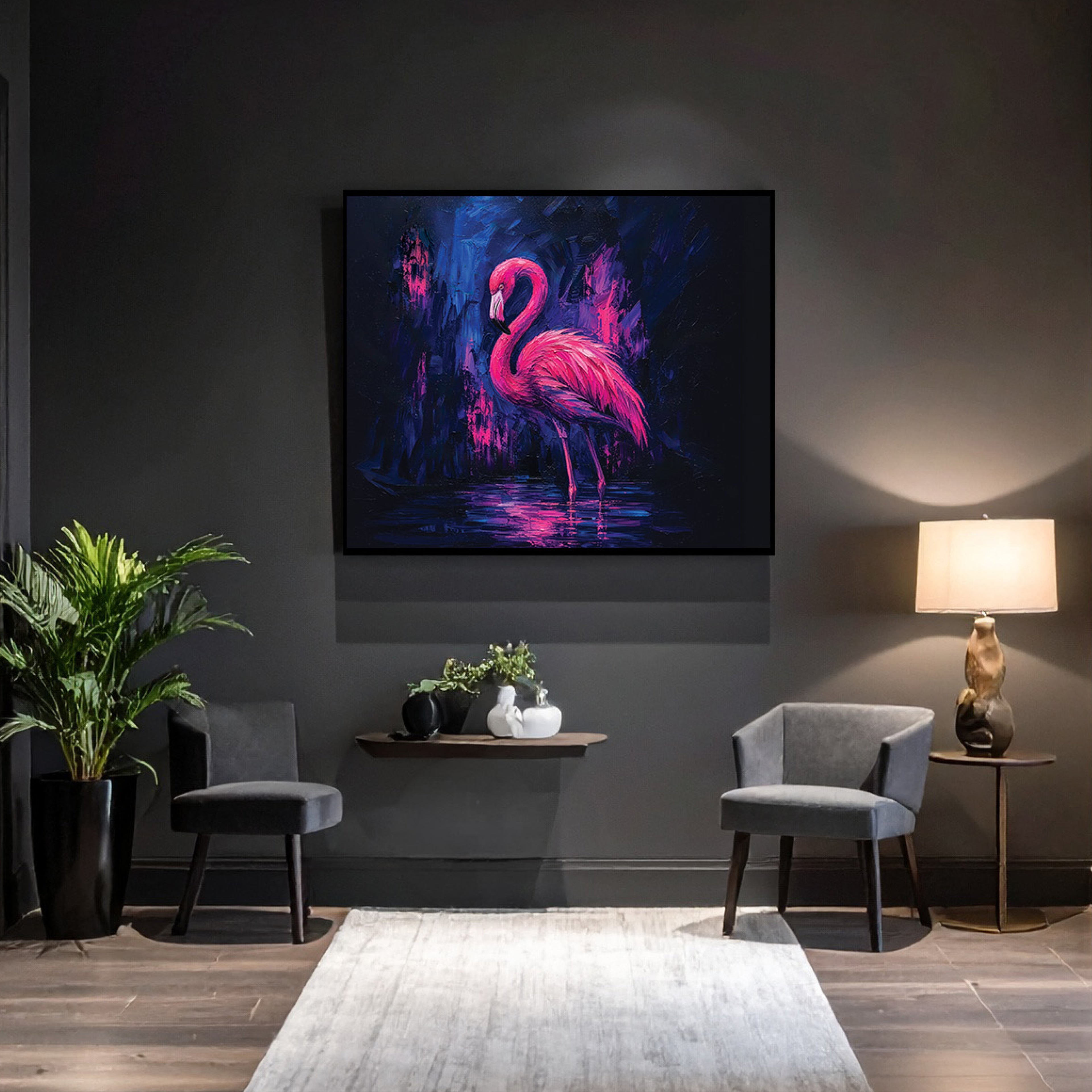 Framed Flamingo Canvas Print
