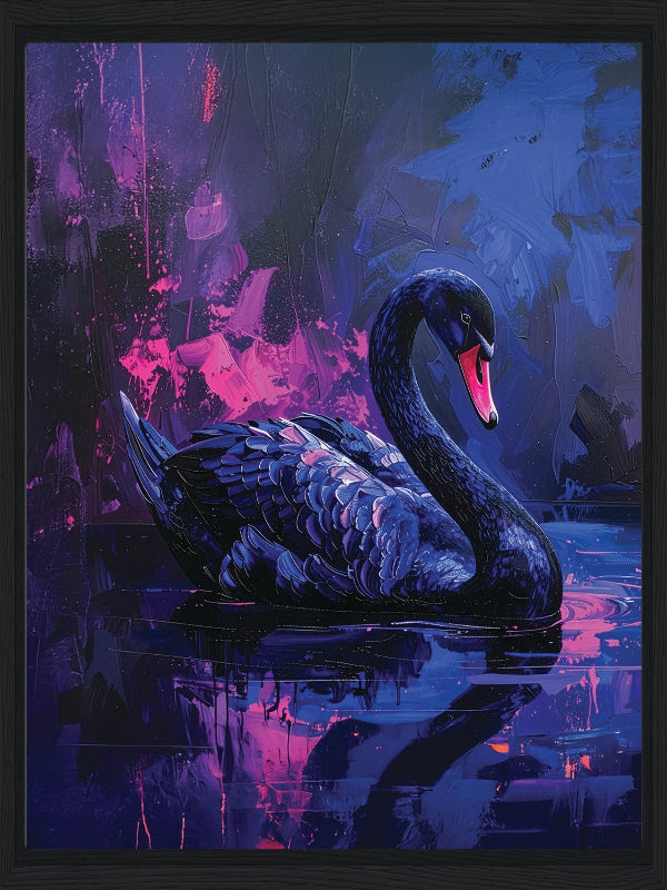 Swan painted style framed canvas print wall art 