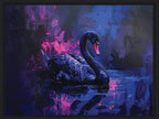 Swan painted style framed canvas print wall art 