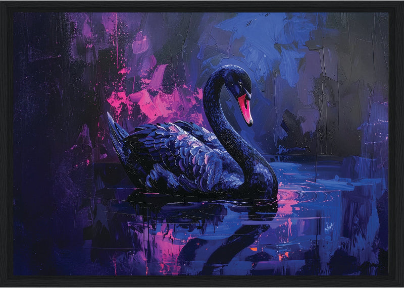 Swan painted style framed canvas print wall art 