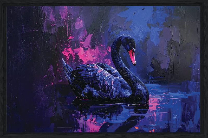 Swan painted style framed canvas print wall art 