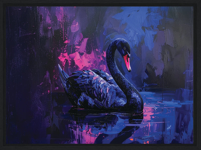Swan painted style framed canvas print wall art 