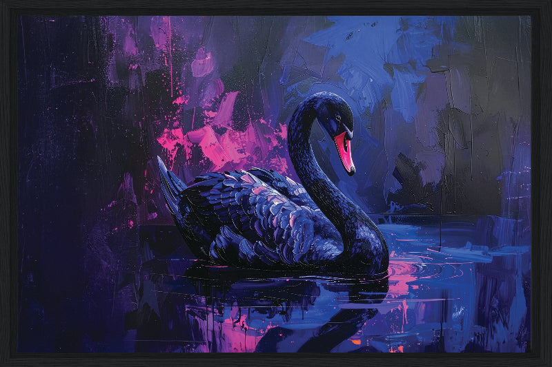 Swan painted style framed canvas print wall art 