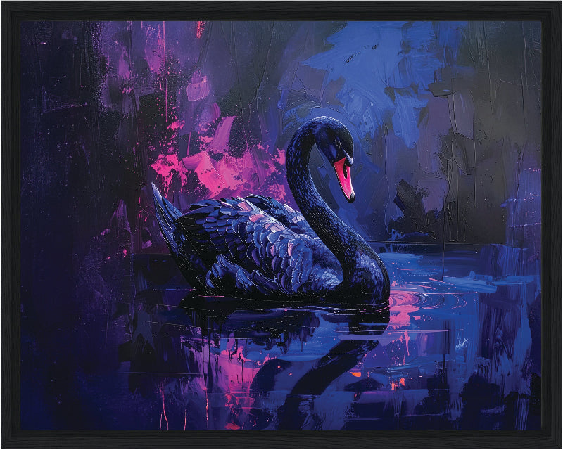Swan painted style framed canvas print wall art 
