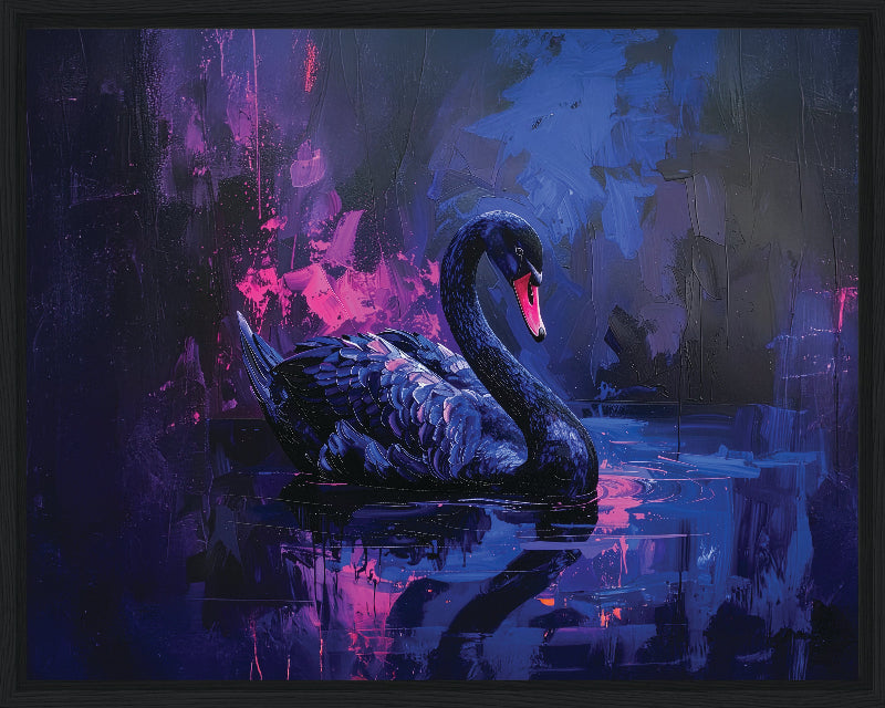 Swan painted style framed canvas print wall art 