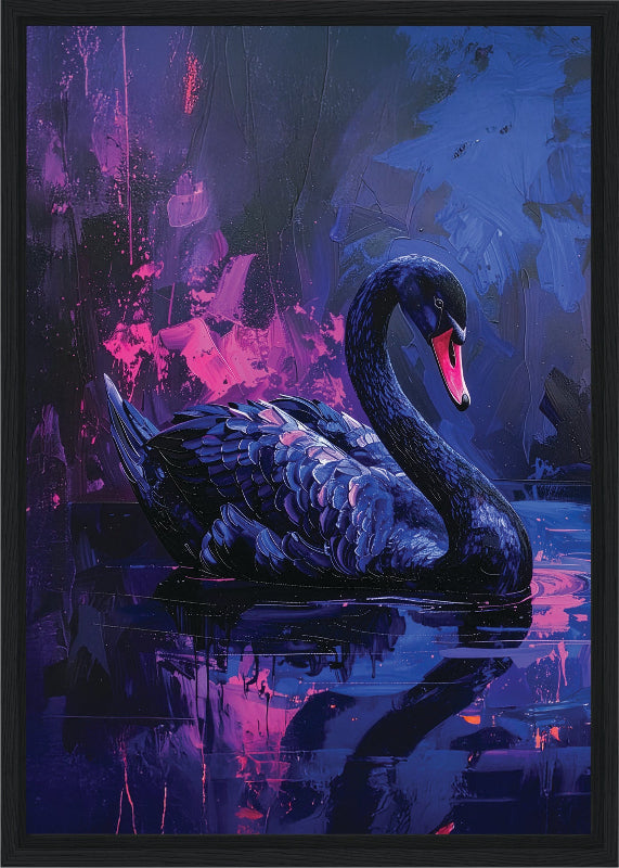 Swan painted style framed canvas print wall art 