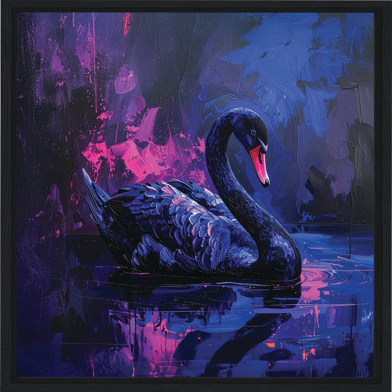 Swan painted style framed canvas print wall art 