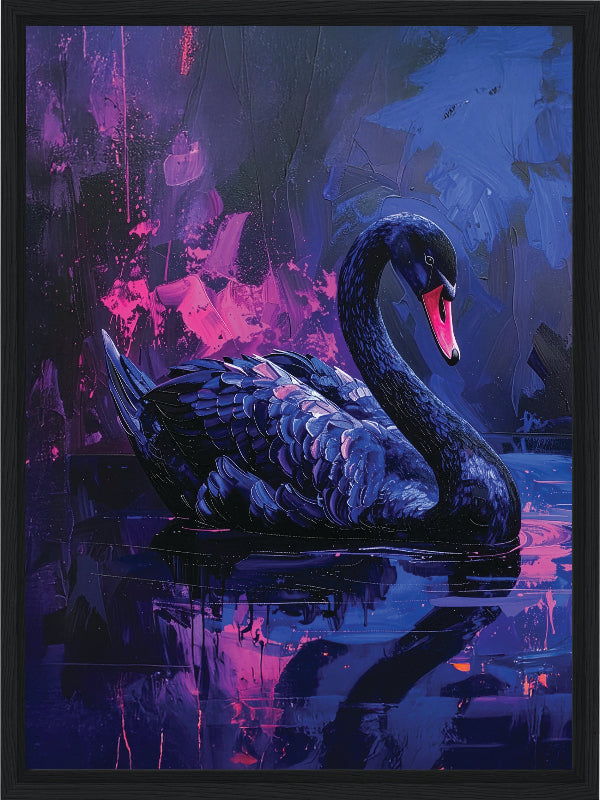 Swan painted style framed canvas print wall art 