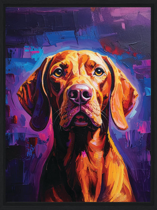 Colourful abstract vizsla painted style framed canvas