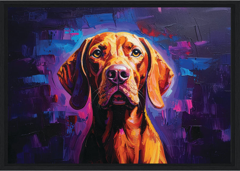Colourful abstract vizsla painted style framed canvas
