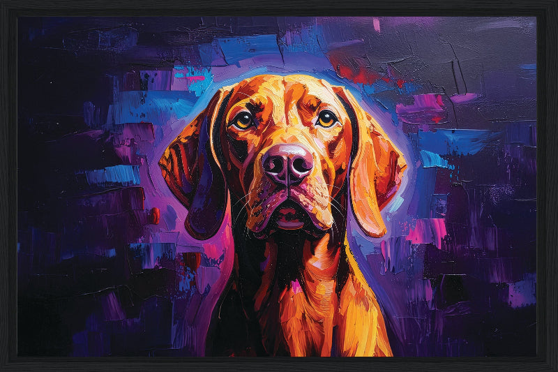 Colourful abstract vizsla painted style framed canvas