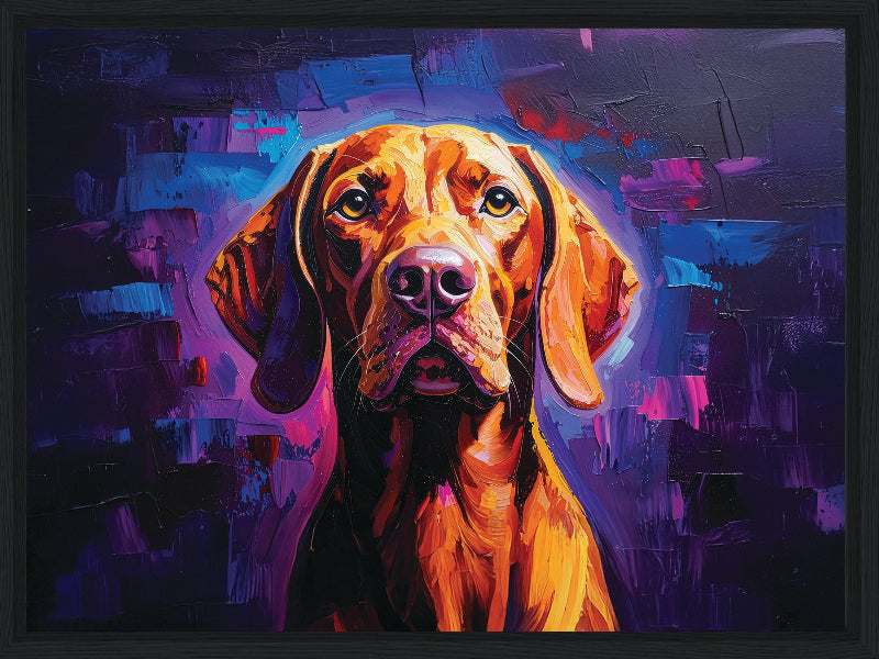 Colourful abstract vizsla painted style framed canvas