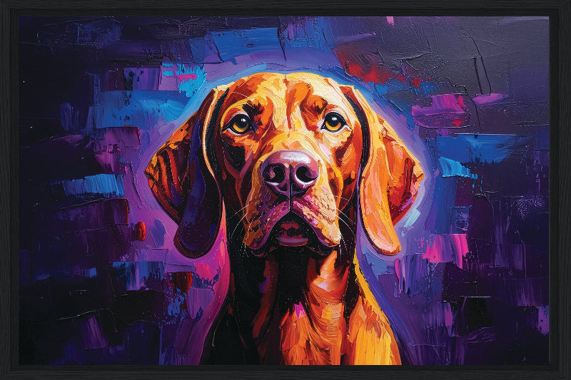 Colourful abstract vizsla painted style framed canvas