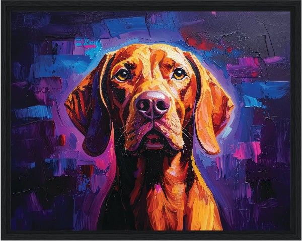 Colourful abstract vizsla painted style framed canvas