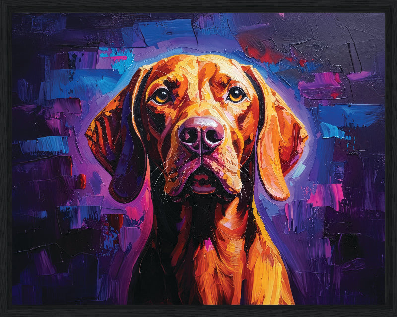 Colourful abstract vizsla painted style framed canvas