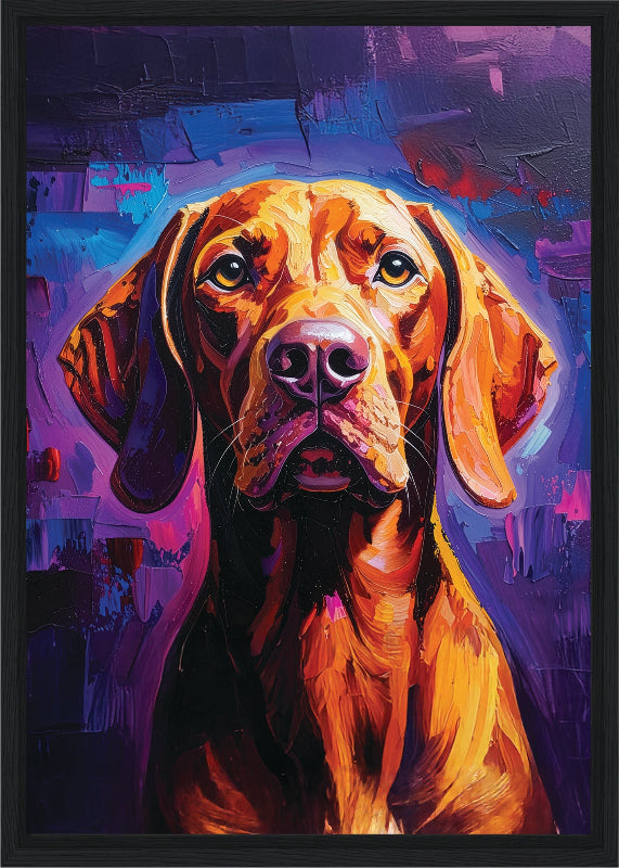 Colourful abstract vizsla painted style framed canvas