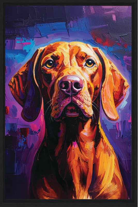 Colourful abstract vizsla painted style framed canvas