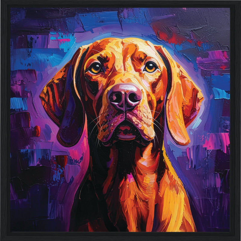 Colourful abstract vizsla painted style framed canvas