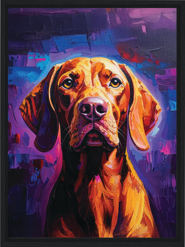 Colourful abstract vizsla painted style framed canvas