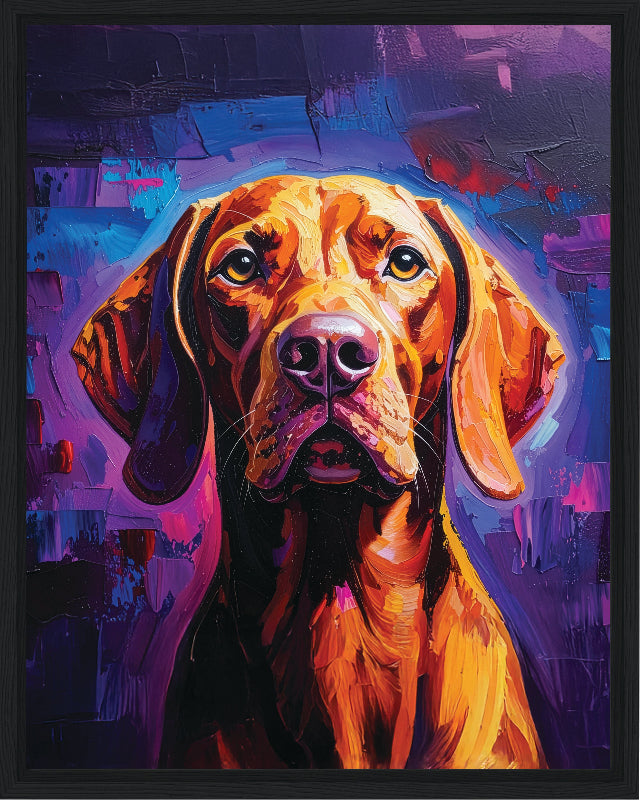 Colourful abstract vizsla painted style framed canvas