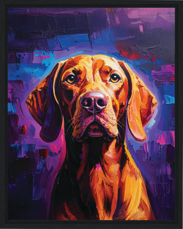 Colourful abstract vizsla painted style framed canvas
